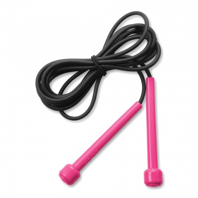 Скакалка для фитнеса INDIGO (шнур ПВХ) регулируемая длина SM-405 2,85м Розово-черный